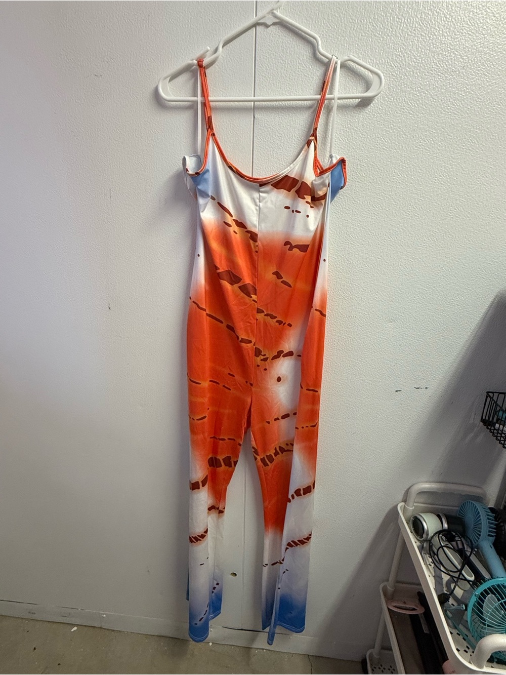chicme Red Orange White Printed Camisole Dress